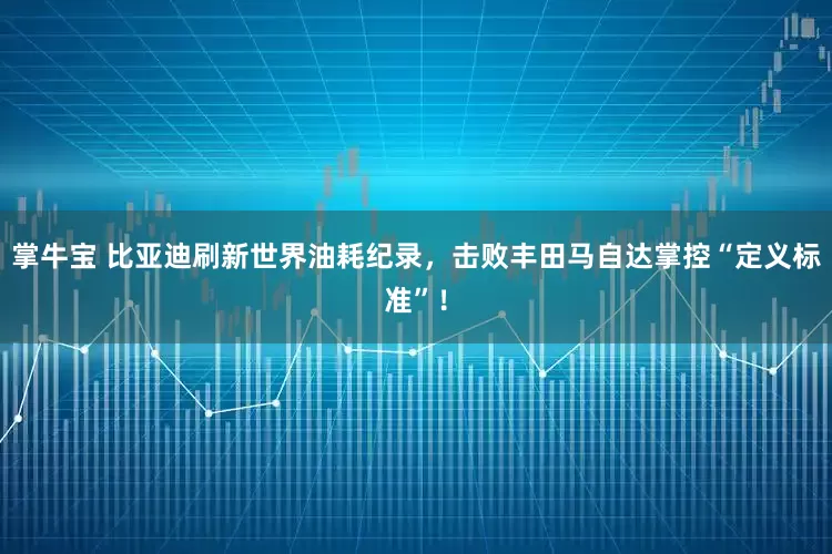 掌牛宝 比亚迪刷新世界油耗纪录，击败丰田马自达掌控“定义标准”！